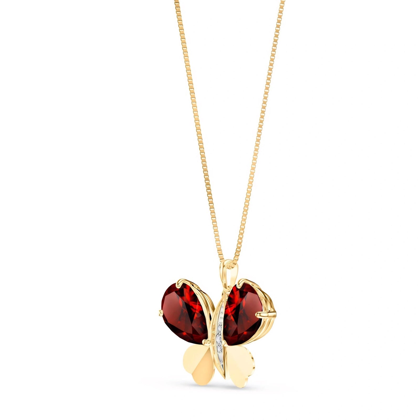 Yellow Gold Atelier Pendant Necklace Garnet 10K — Flaminia