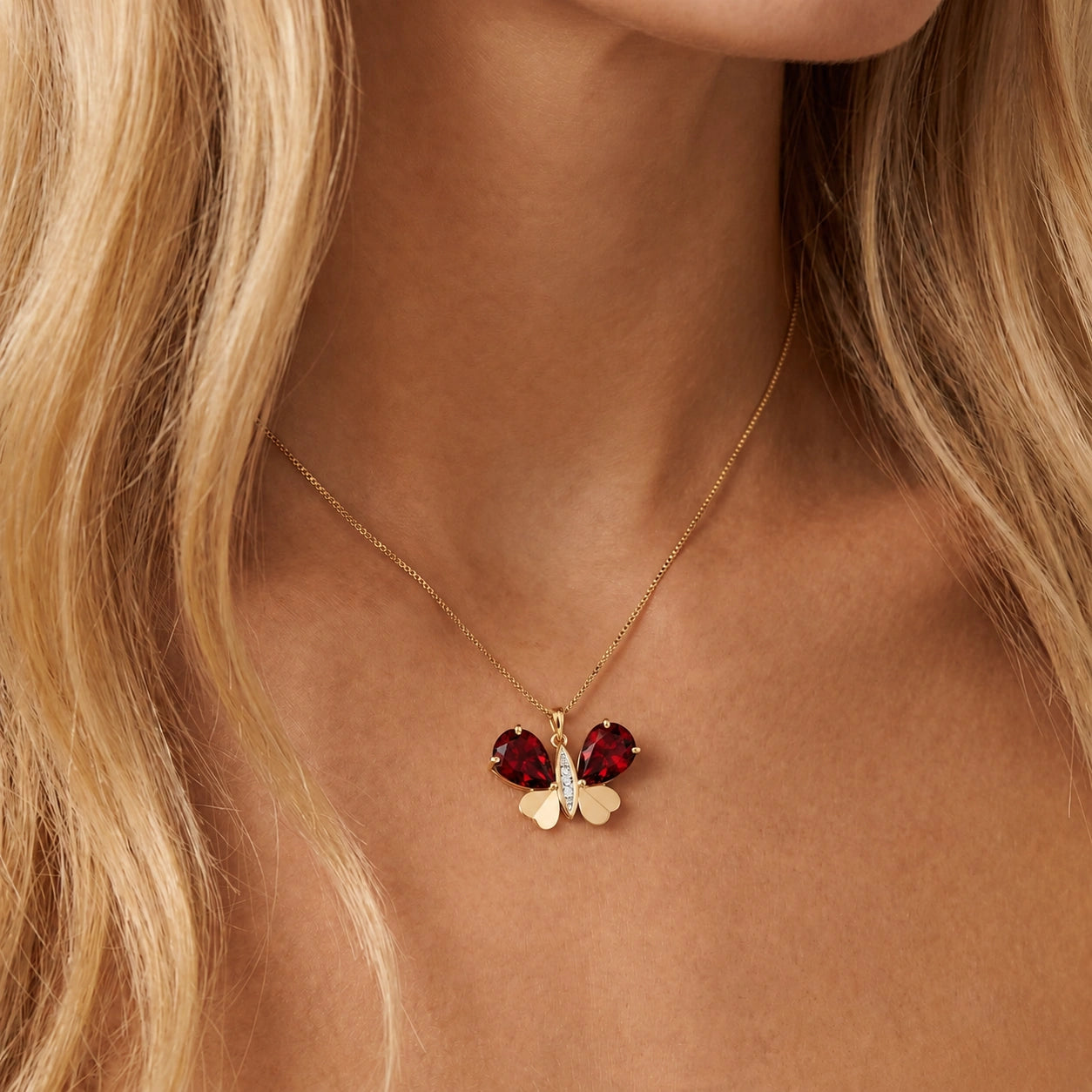 Yellow Gold Atelier Pendant Necklace Garnet 10K — Flaminia