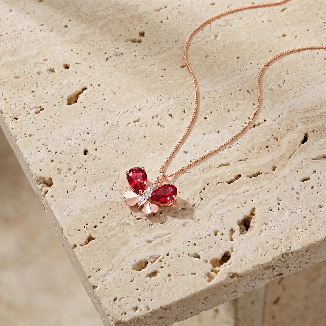 Rose Gold Atelier Pendant Necklace Ruby 10K — Flaminia