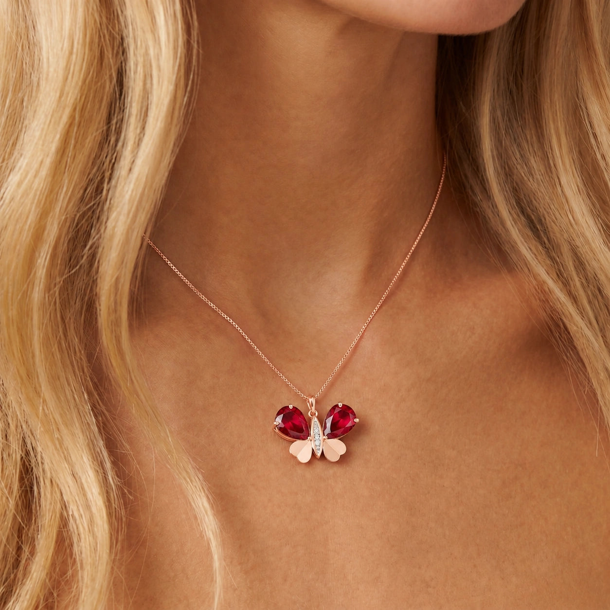 Rose Gold Atelier Pendant Necklace Ruby 10K — Flaminia