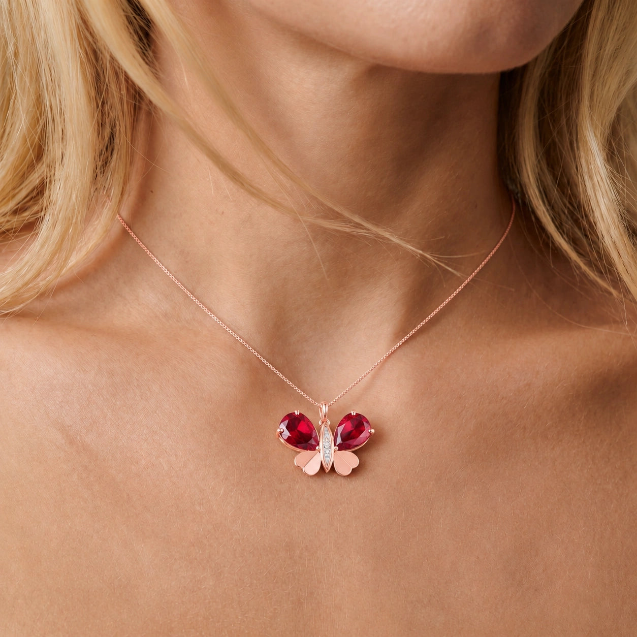 Rose Gold Atelier Pendant Necklace Ruby 10K — Flaminia
