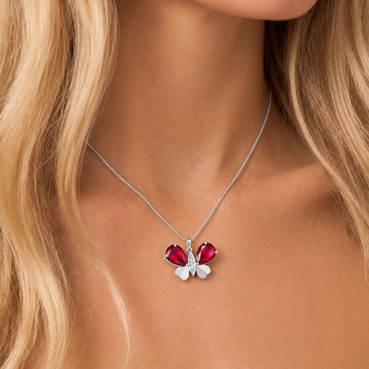 White Gold Atelier Pendant Necklace Ruby 10K — Flaminia