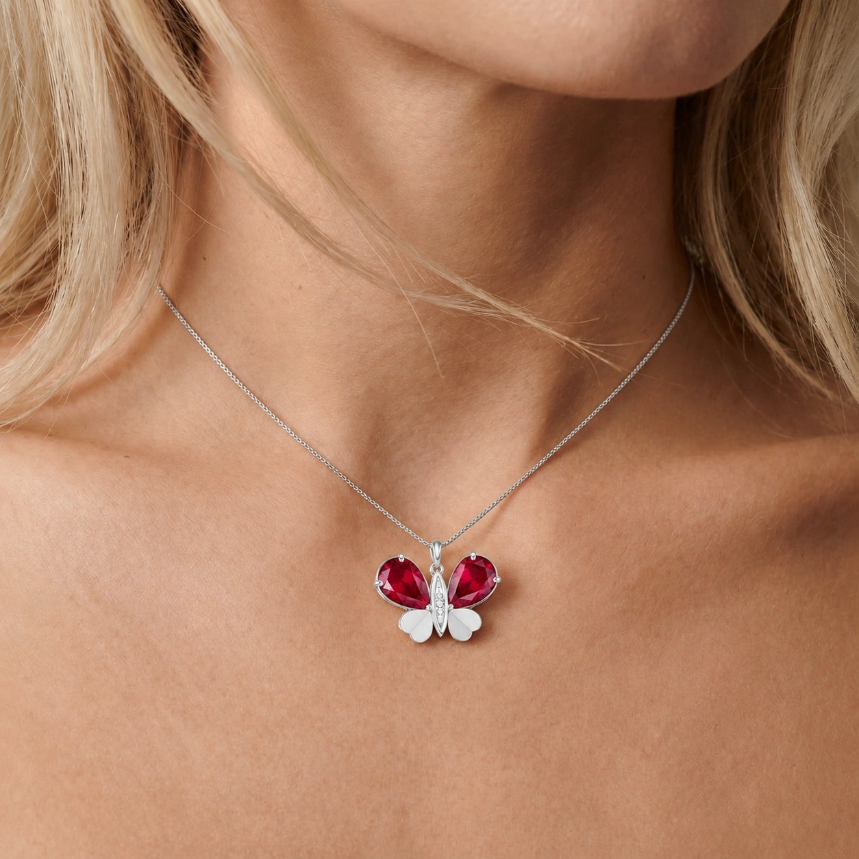 White Gold Atelier Pendant Necklace Ruby 10K — Flaminia