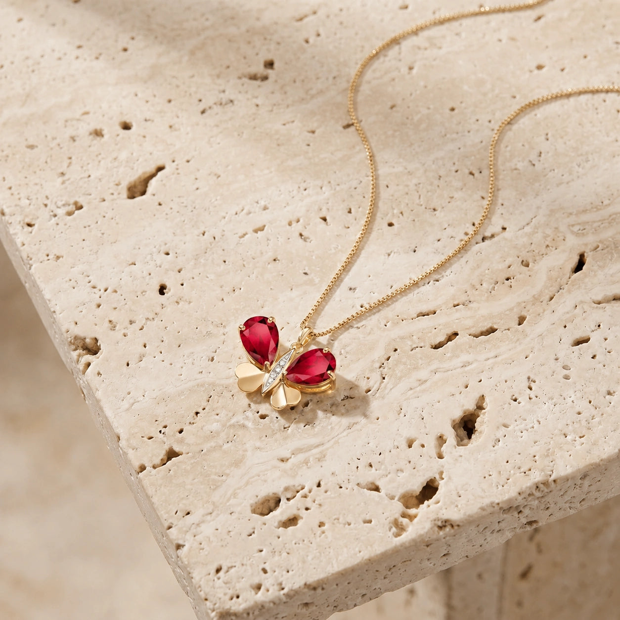 Yellow Gold Atelier Pendant Necklace Ruby 10K — Flaminia