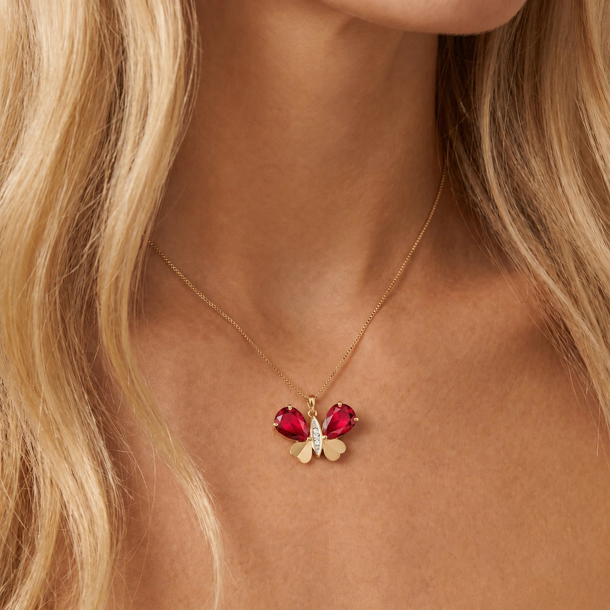 Yellow Gold Atelier Pendant Necklace Ruby 10K — Flaminia