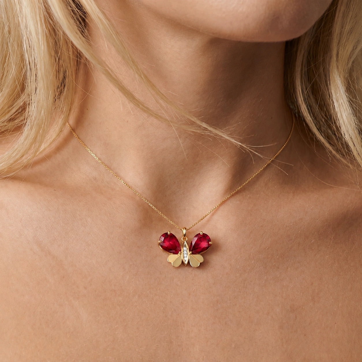 Yellow Gold Atelier Pendant Necklace Ruby 10K — Flaminia