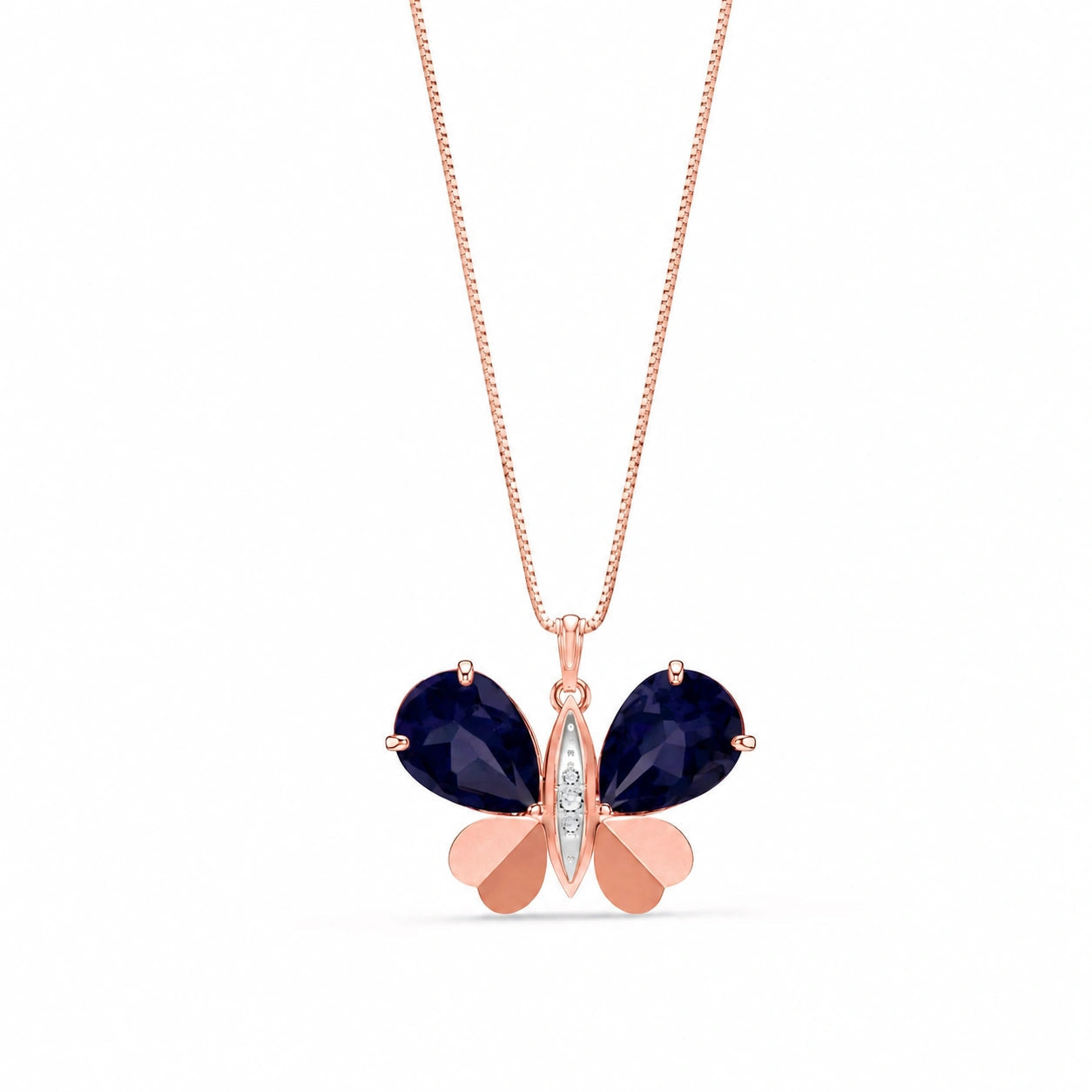 Rose Gold Atelier Pendant Necklace Sapphire 10K — Flaminia