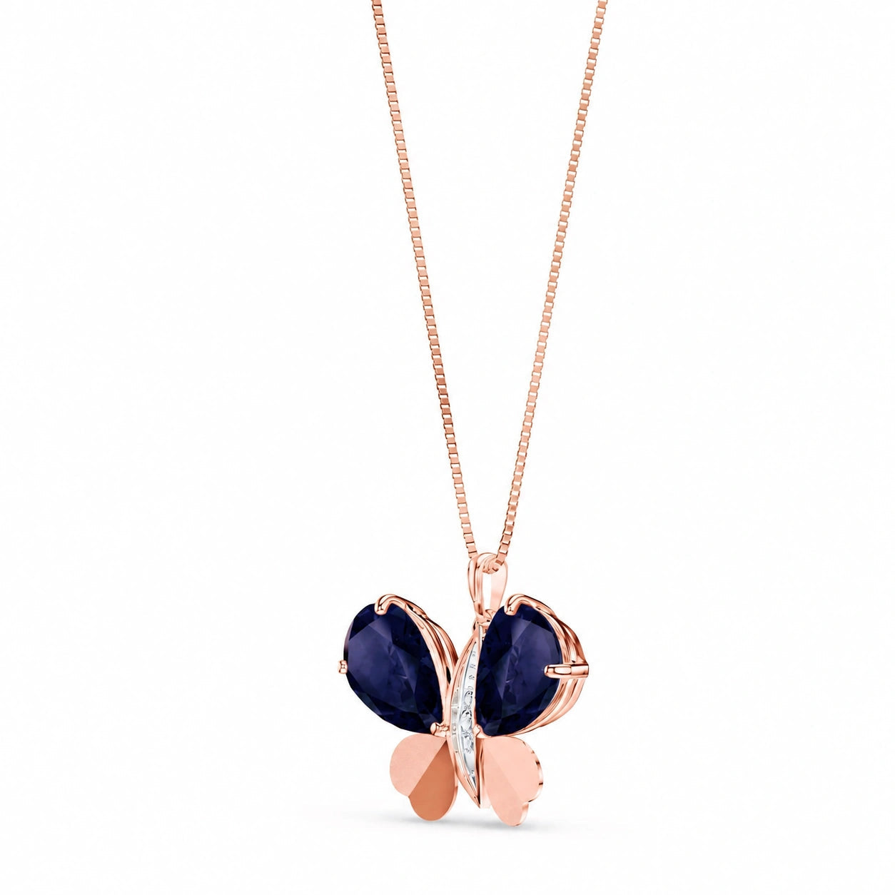 Rose Gold Atelier Pendant Necklace Sapphire 10K — Flaminia