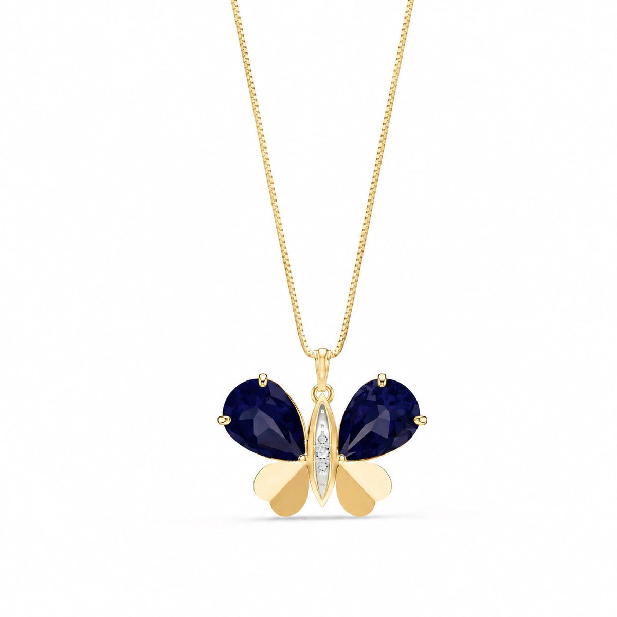 Yellow Gold Atelier Pendant Necklace Sapphire 10K — Flaminia