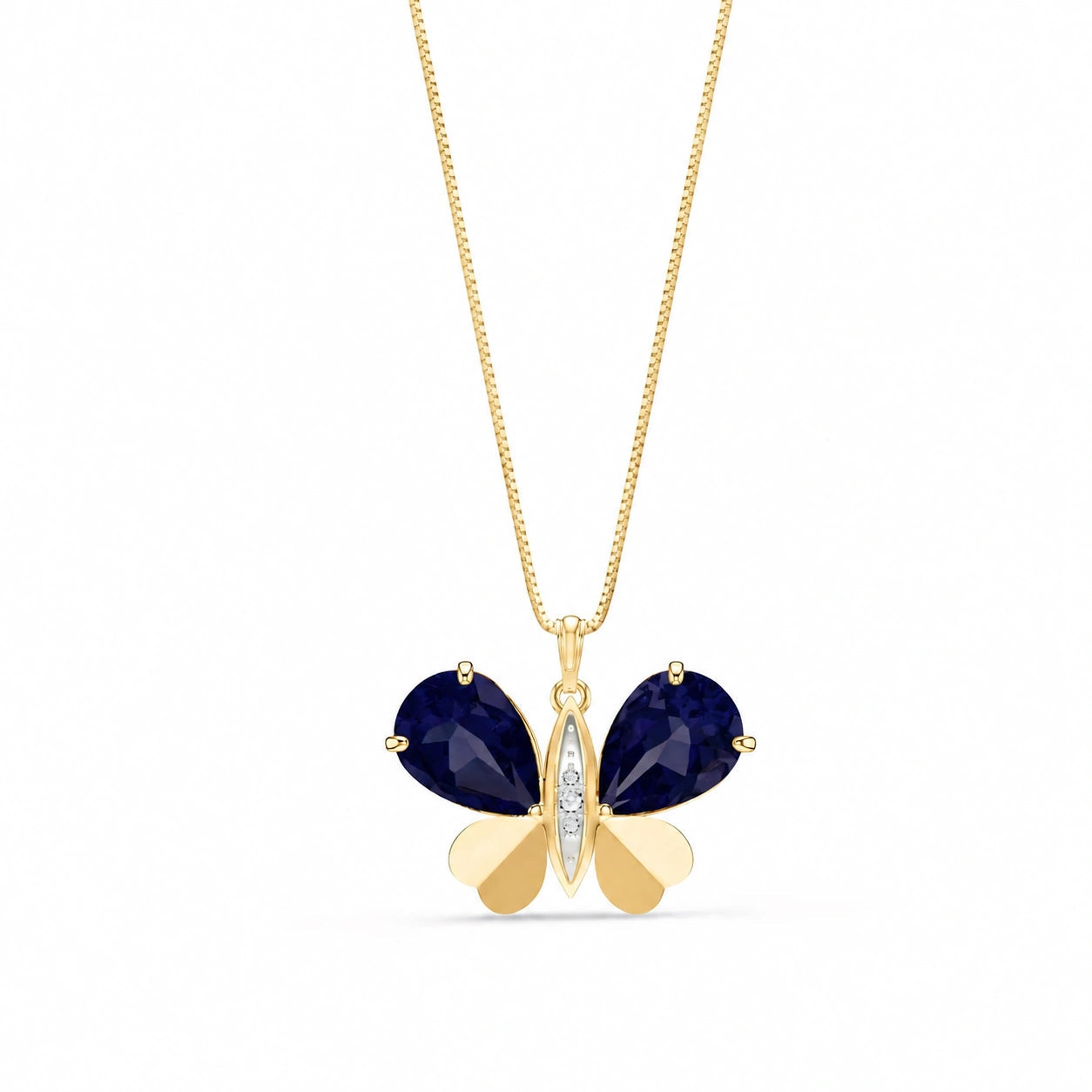 Yellow Gold Atelier Pendant Necklace Sapphire 10K — Flaminia