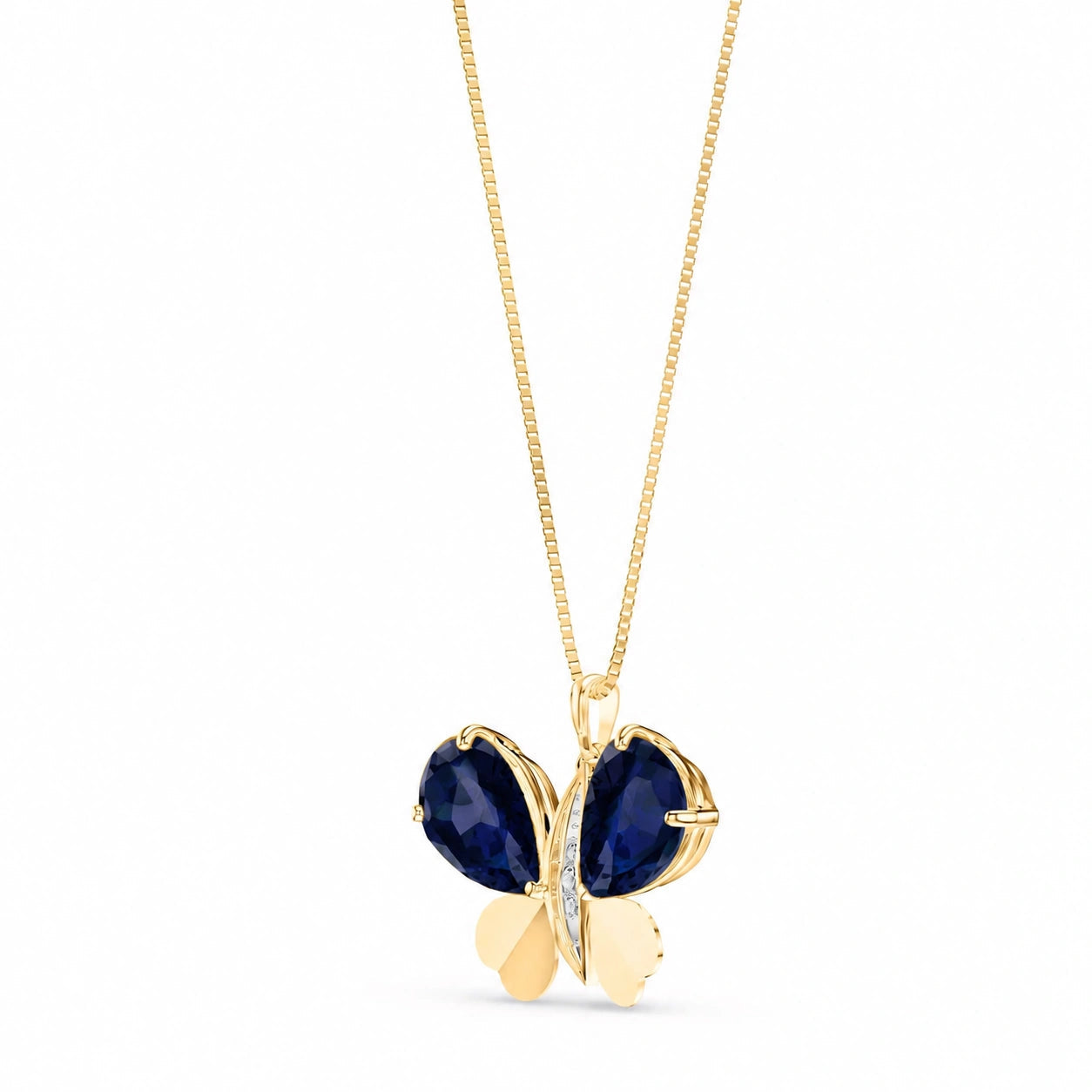 Yellow Gold Atelier Pendant Necklace Sapphire 10K — Flaminia