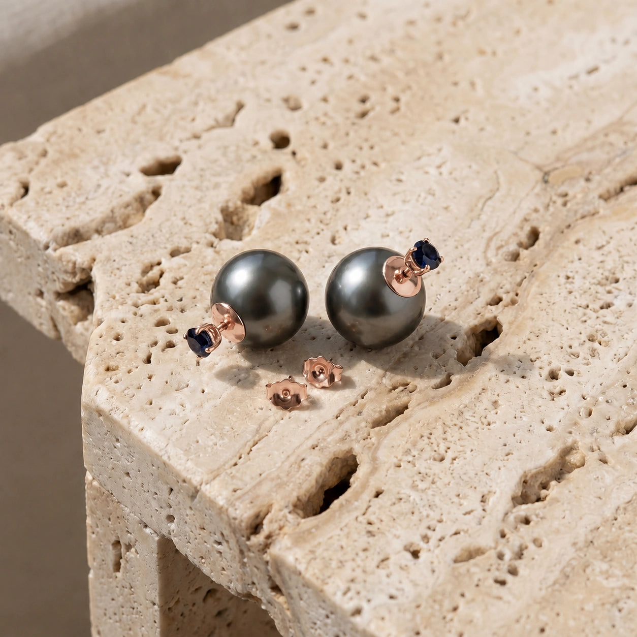 Rose Gold Earrings Pearl 10K — Dafne