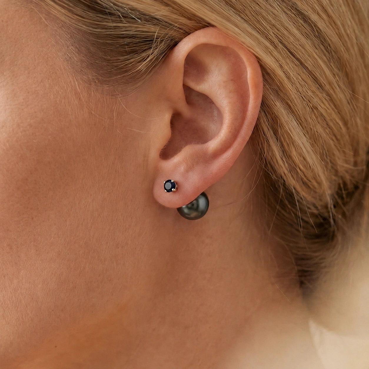 White Gold Earrings Pearl 10K — Dafne