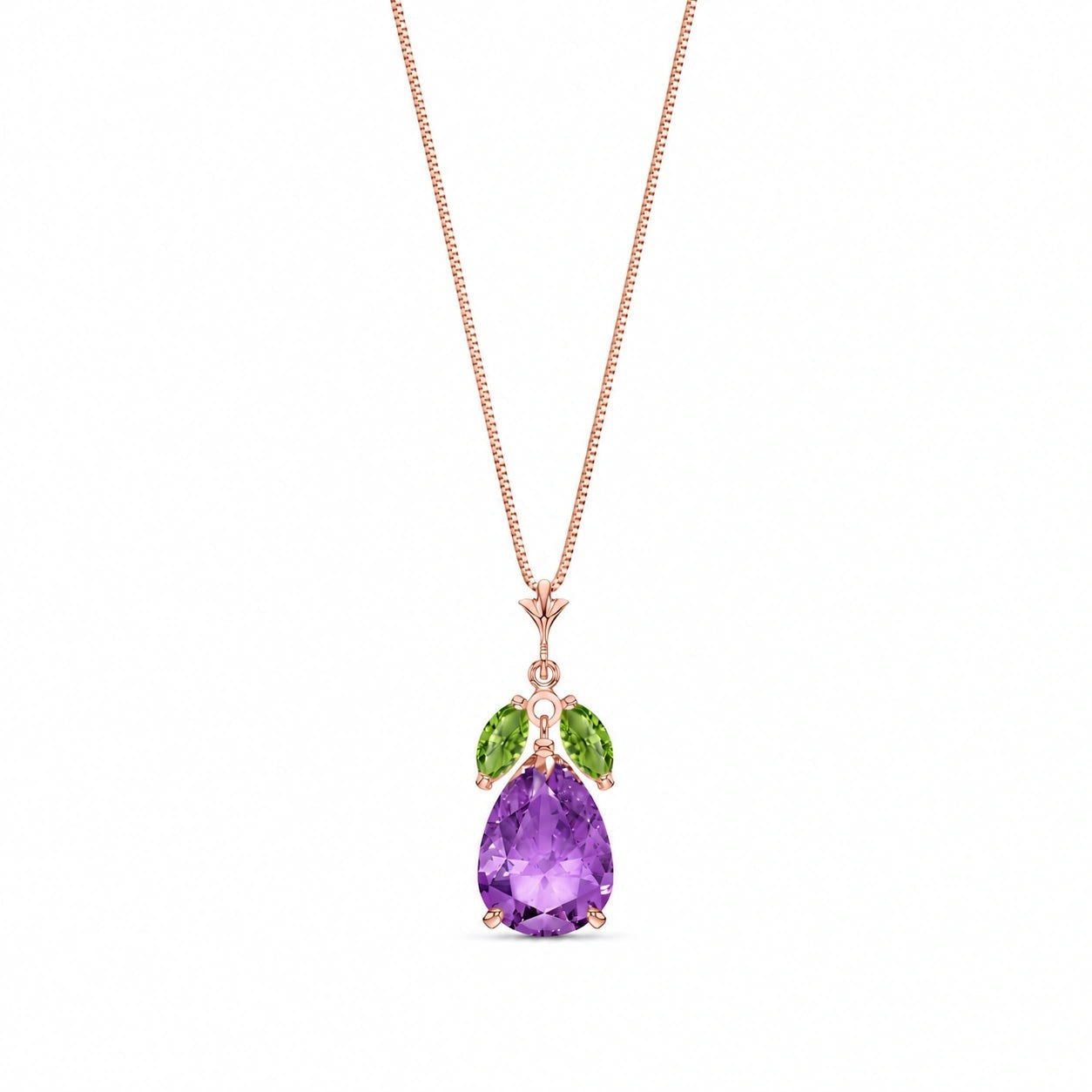 Rose Gold Rose Necklace Amethyst 10K — Nina