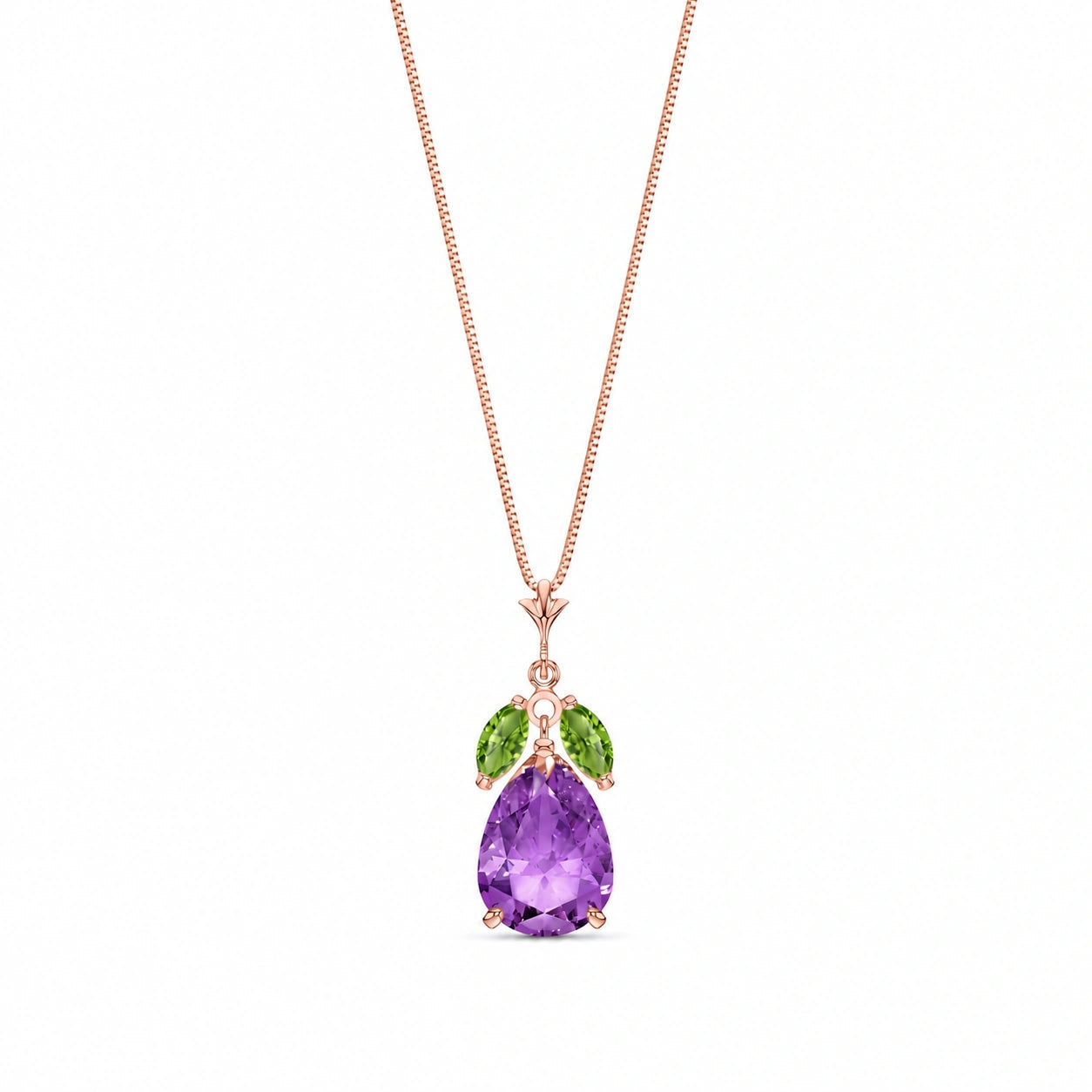 Rose Gold Rose Necklace Amethyst 10K — Nina