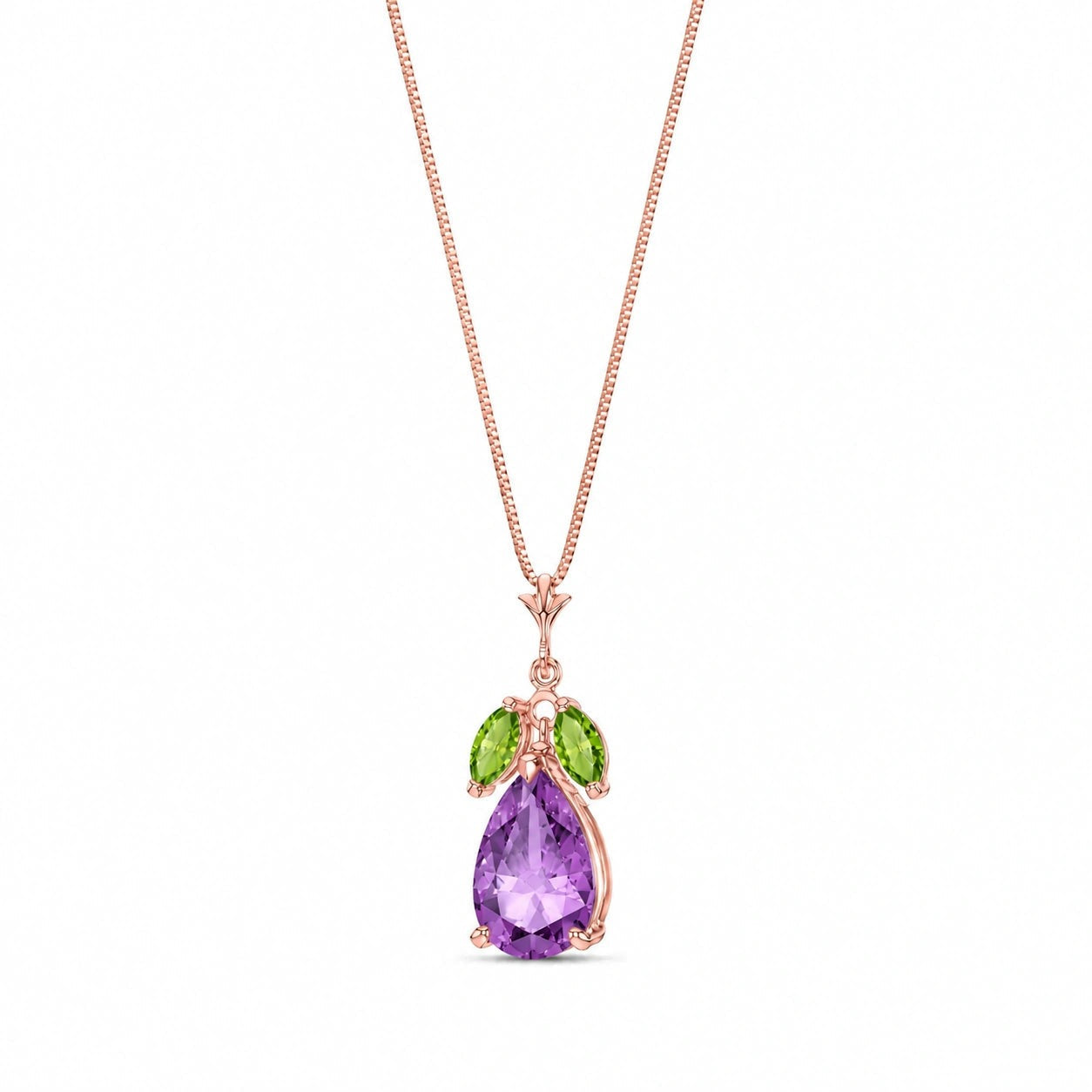 Rose Gold Rose Necklace Amethyst 10K — Nina
