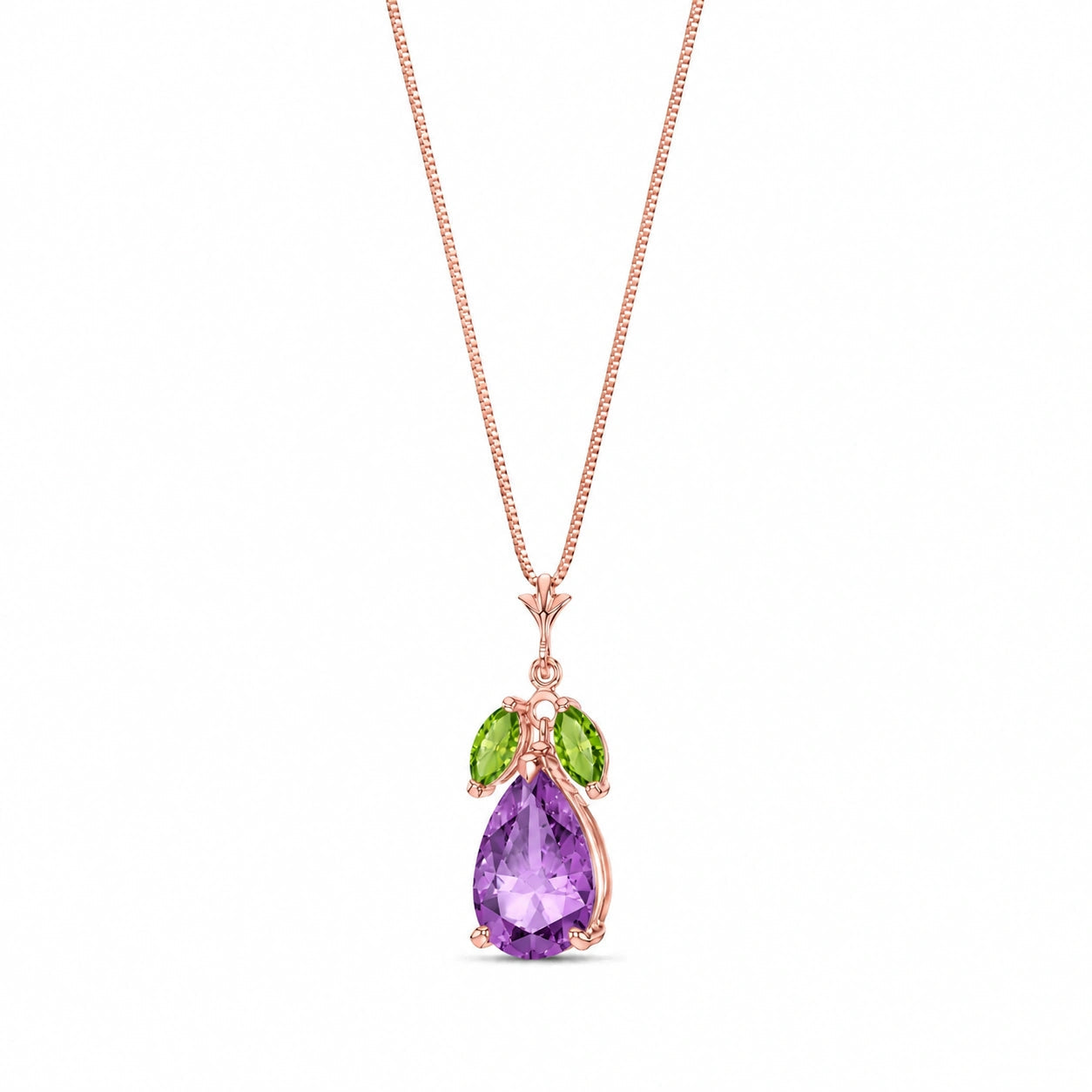 Rose Gold Rose Necklace Amethyst 10K — Nina