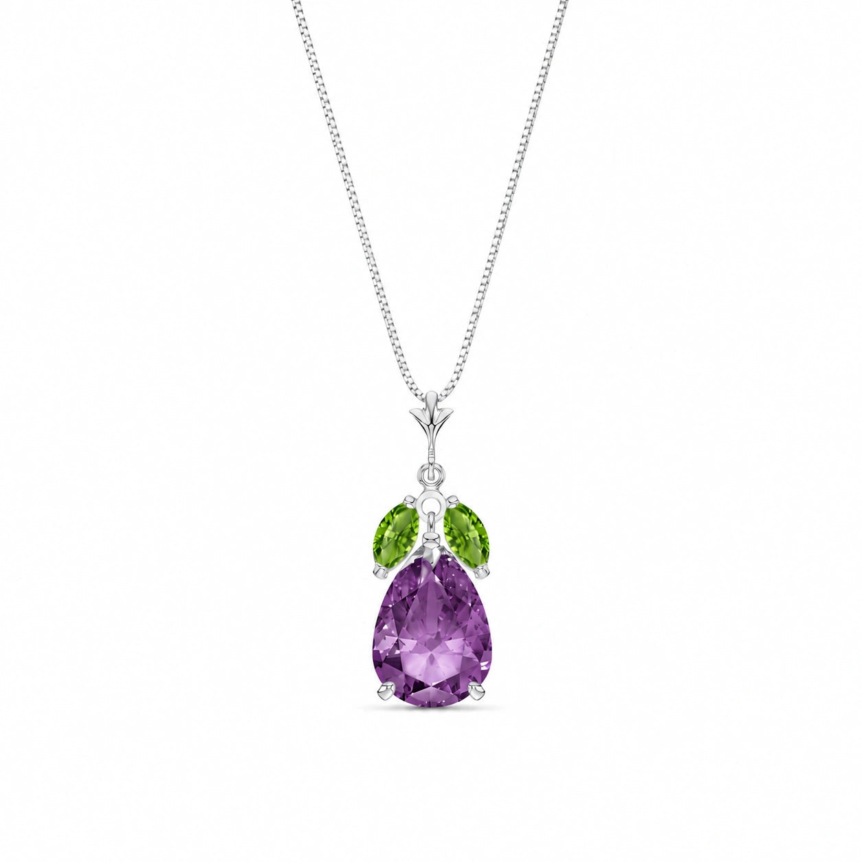 White Gold Rose Necklace Amethyst 10K — Nina