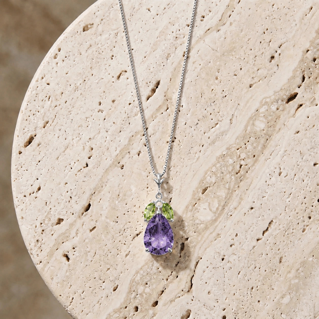 White Gold Rose Necklace Amethyst 10K — Nina