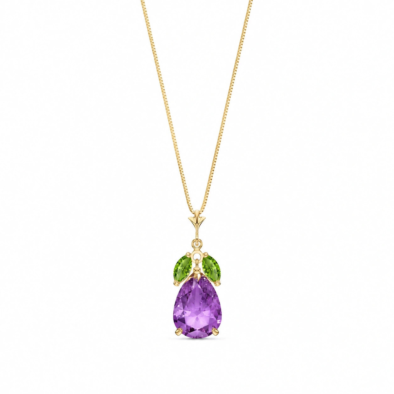 Yellow Gold Rose Necklace Amethyst 10K — Nina