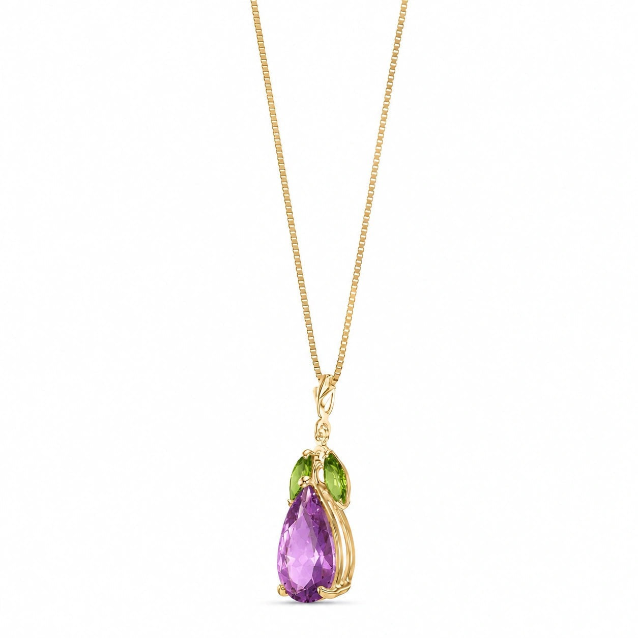 Yellow Gold Rose Necklace Amethyst 10K — Nina