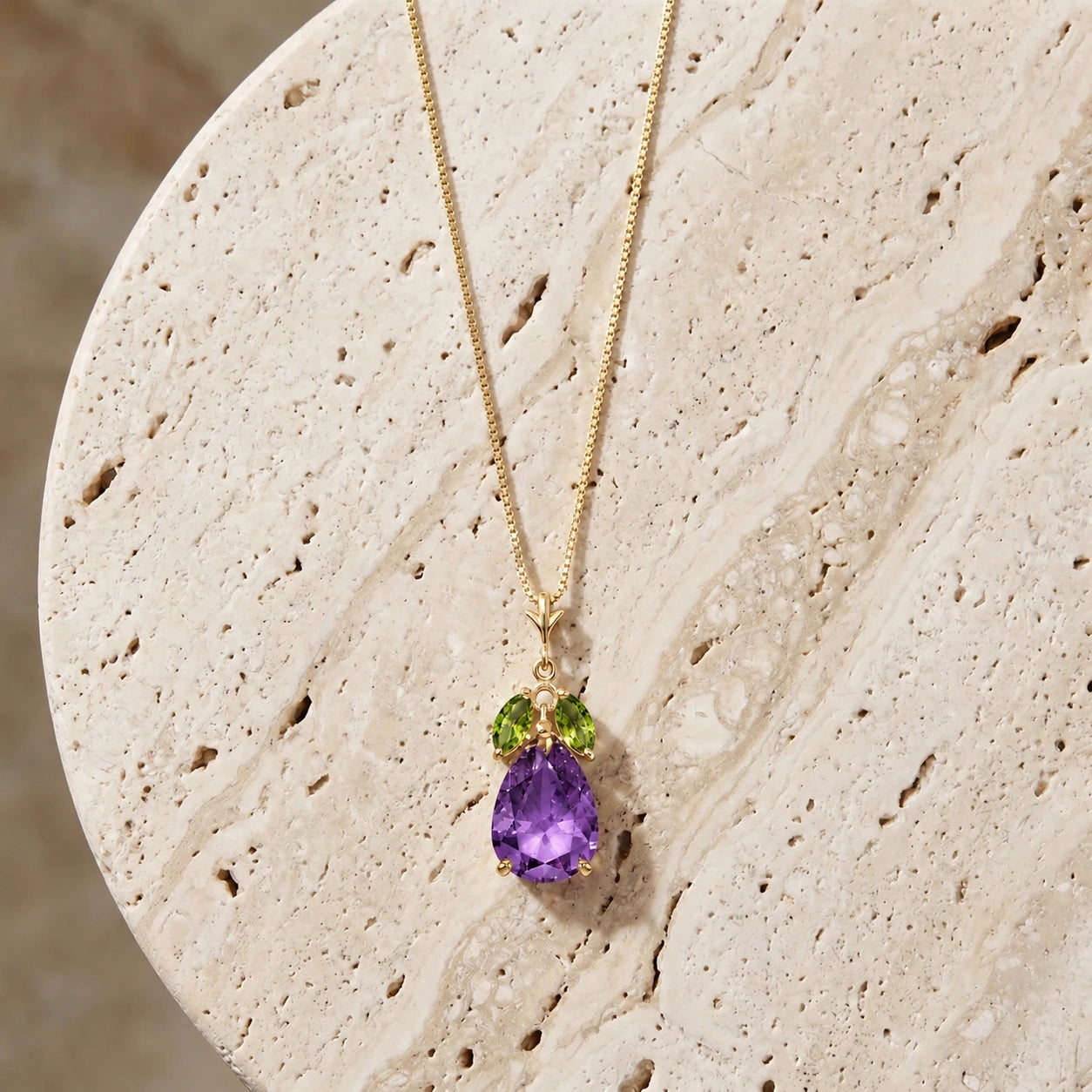 Yellow Gold Rose Necklace Amethyst 10K — Nina