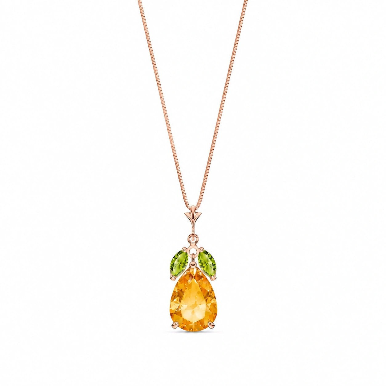 Rose Gold Rose Necklace Blue Topaz 10K — Nina
