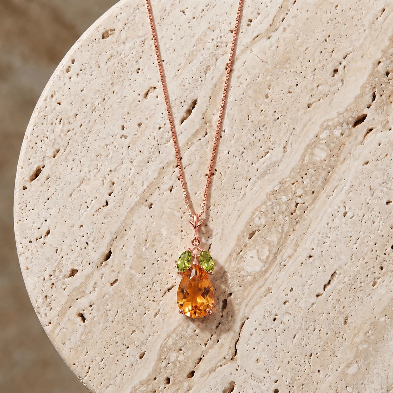 Rose Gold Rose Necklace Blue Topaz 10K — Nina