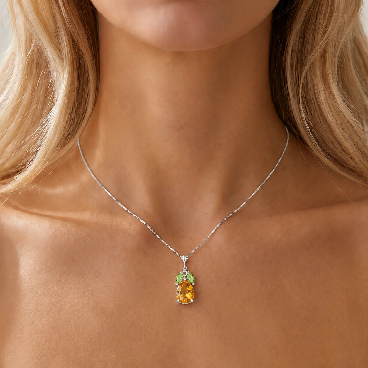 White Gold Rose Necklace Blue Topaz 10K — Nina