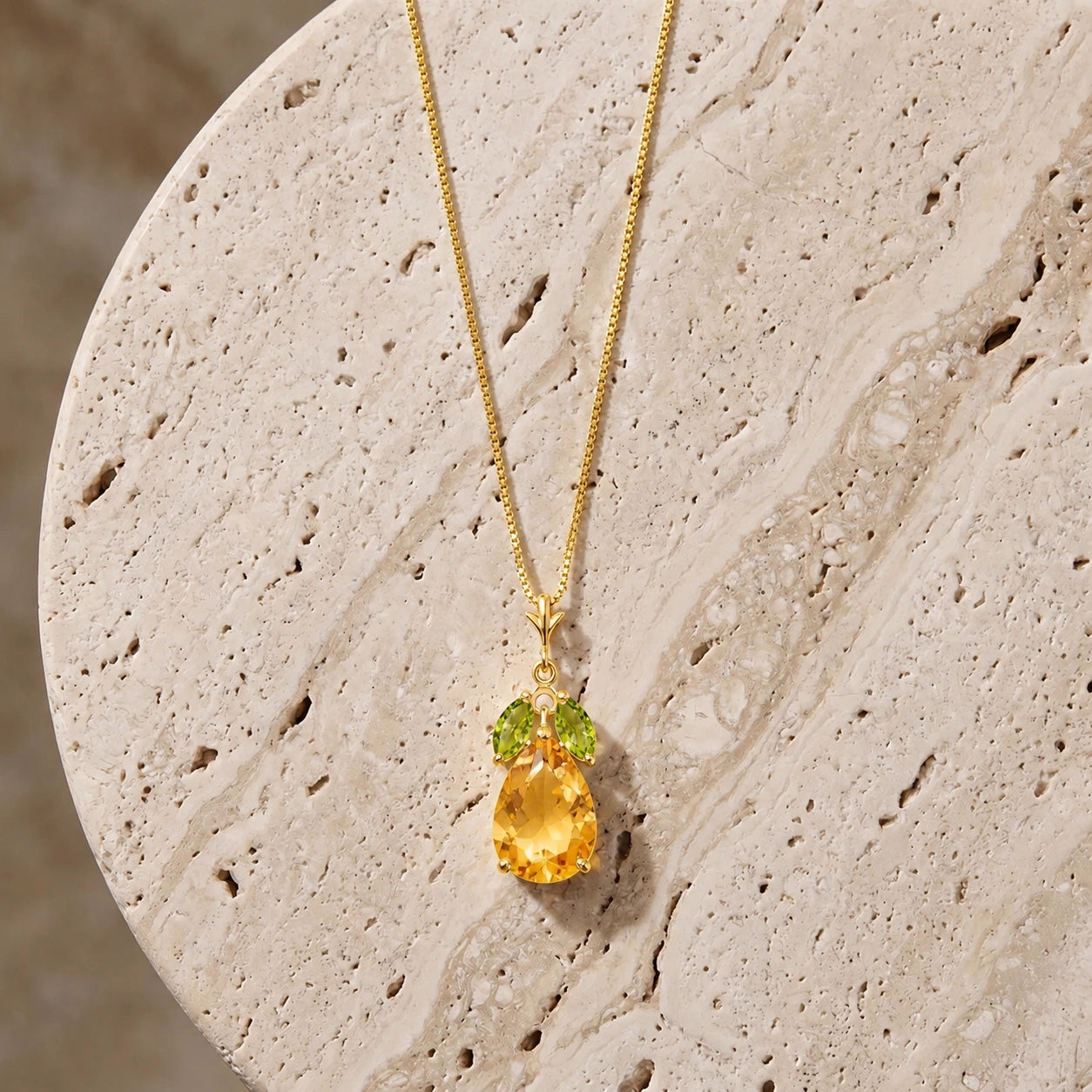 Yellow Gold Rose Necklace Blue Topaz 10K — Nina