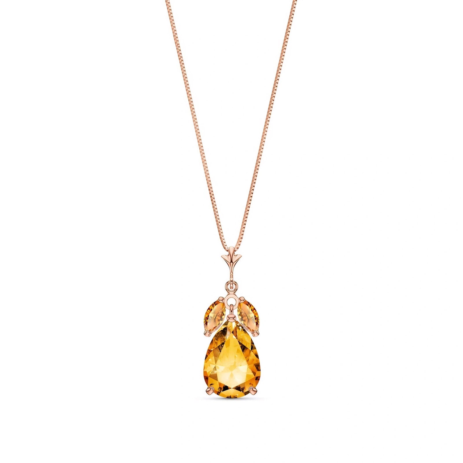 Rose Gold Rose Necklace Citrine 10K — Nina
