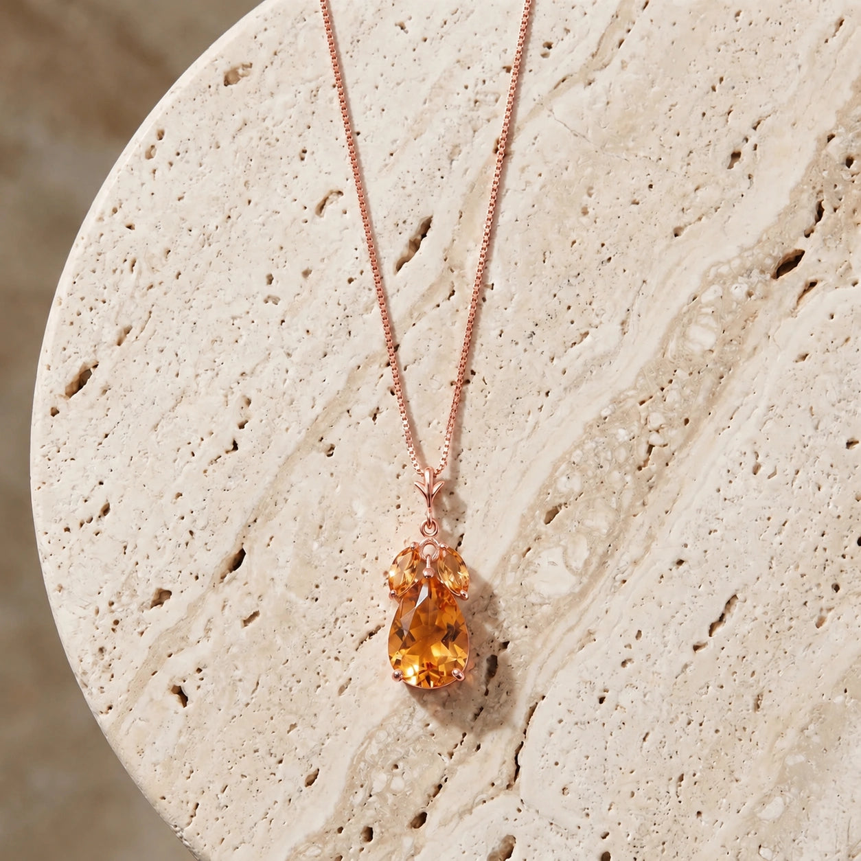 Rose Gold Rose Necklace Citrine 10K — Nina