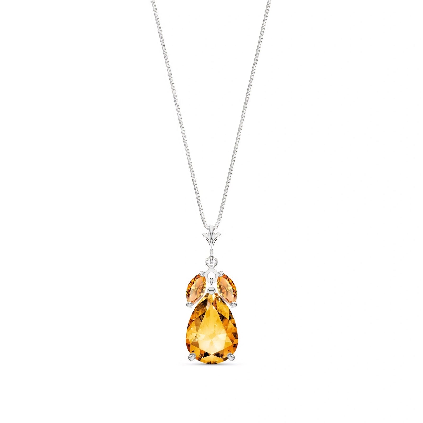White Gold Rose Necklace Citrine 10K — Nina