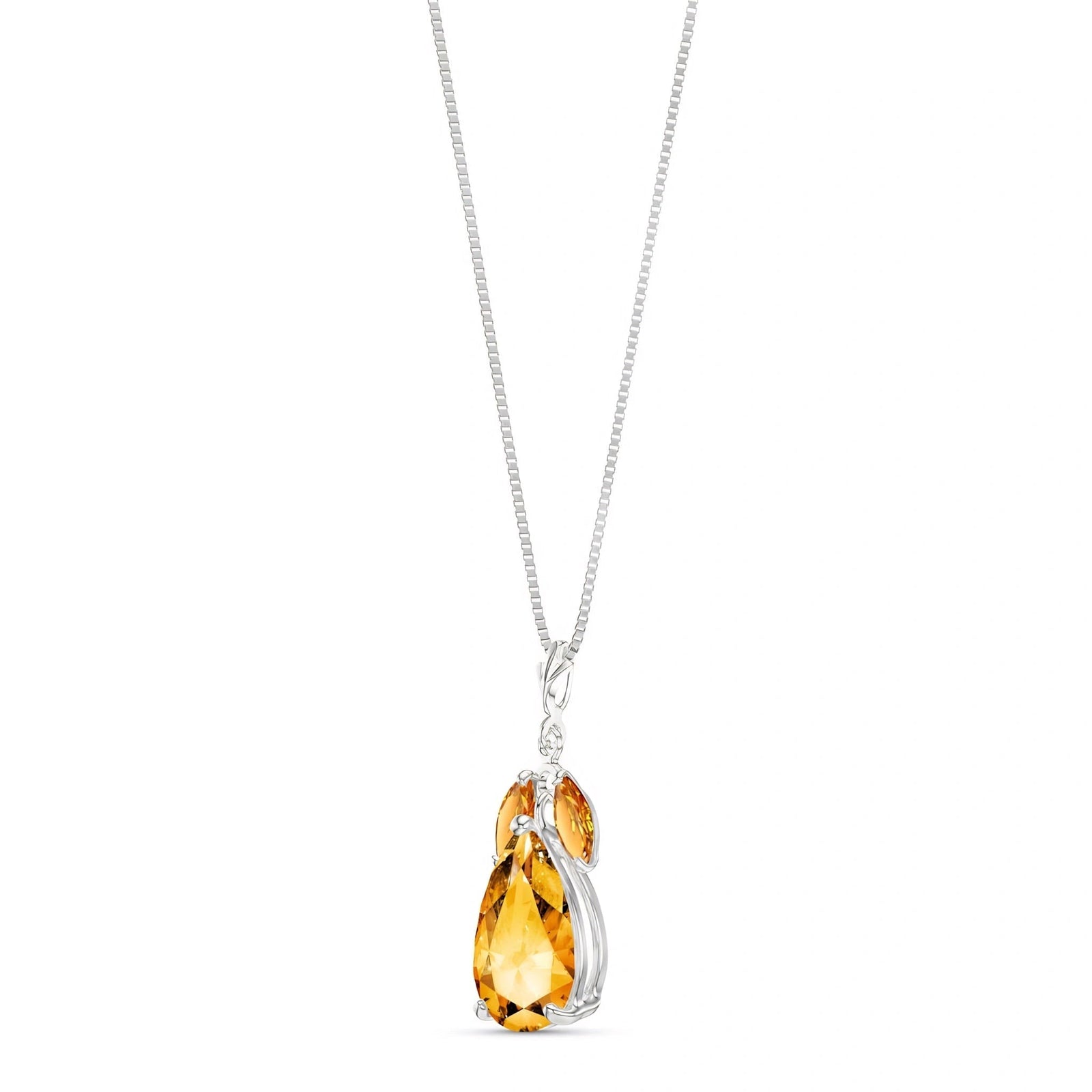 White Gold Rose Necklace Citrine 10K — Nina