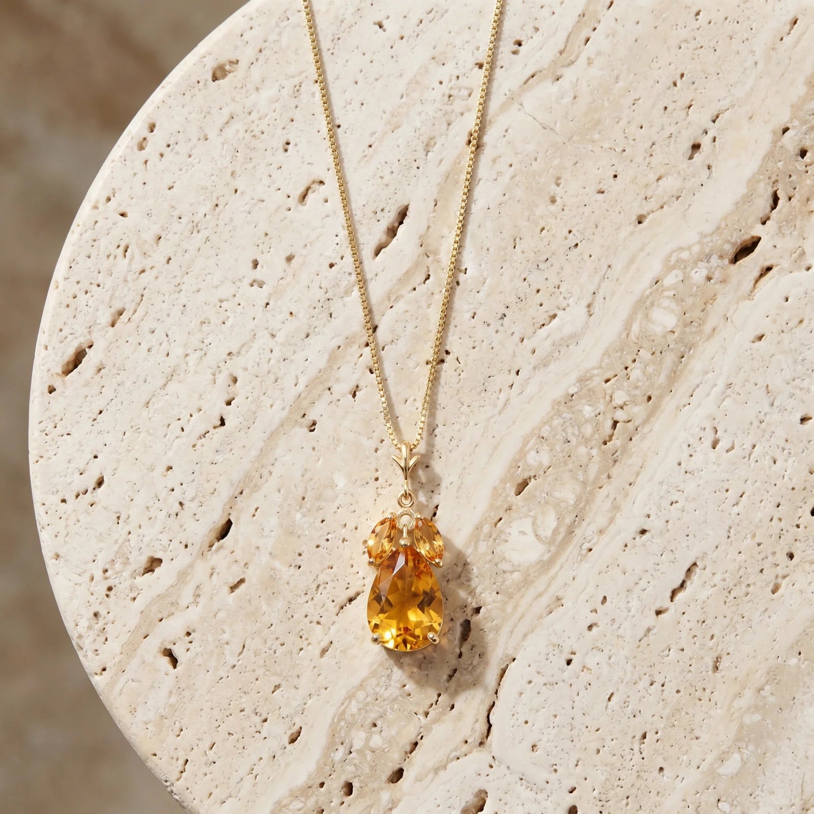 Yellow Gold Rose Necklace Citrine 10K — Nina