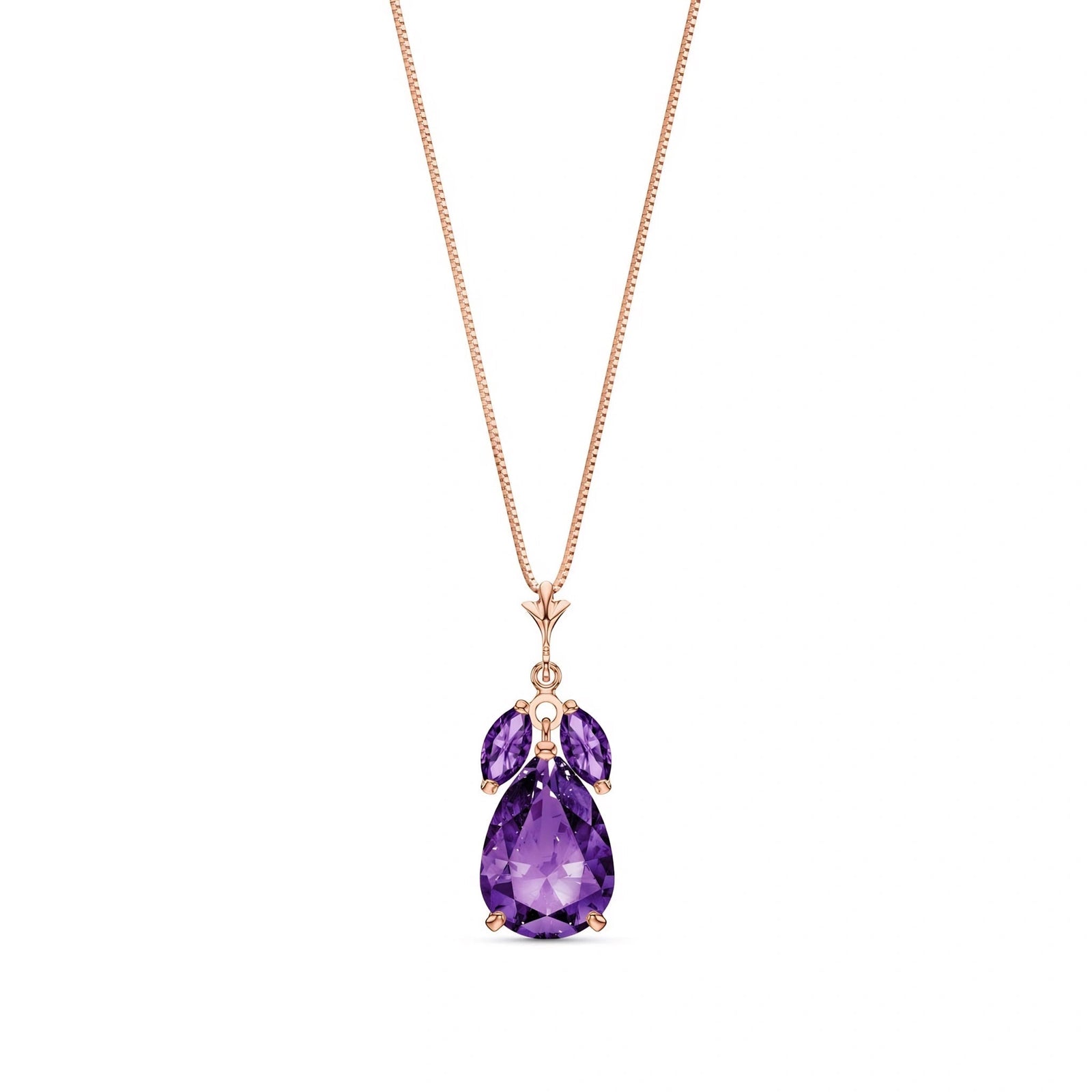 Rose Gold Rose Necklace Garnet 10K — Nina