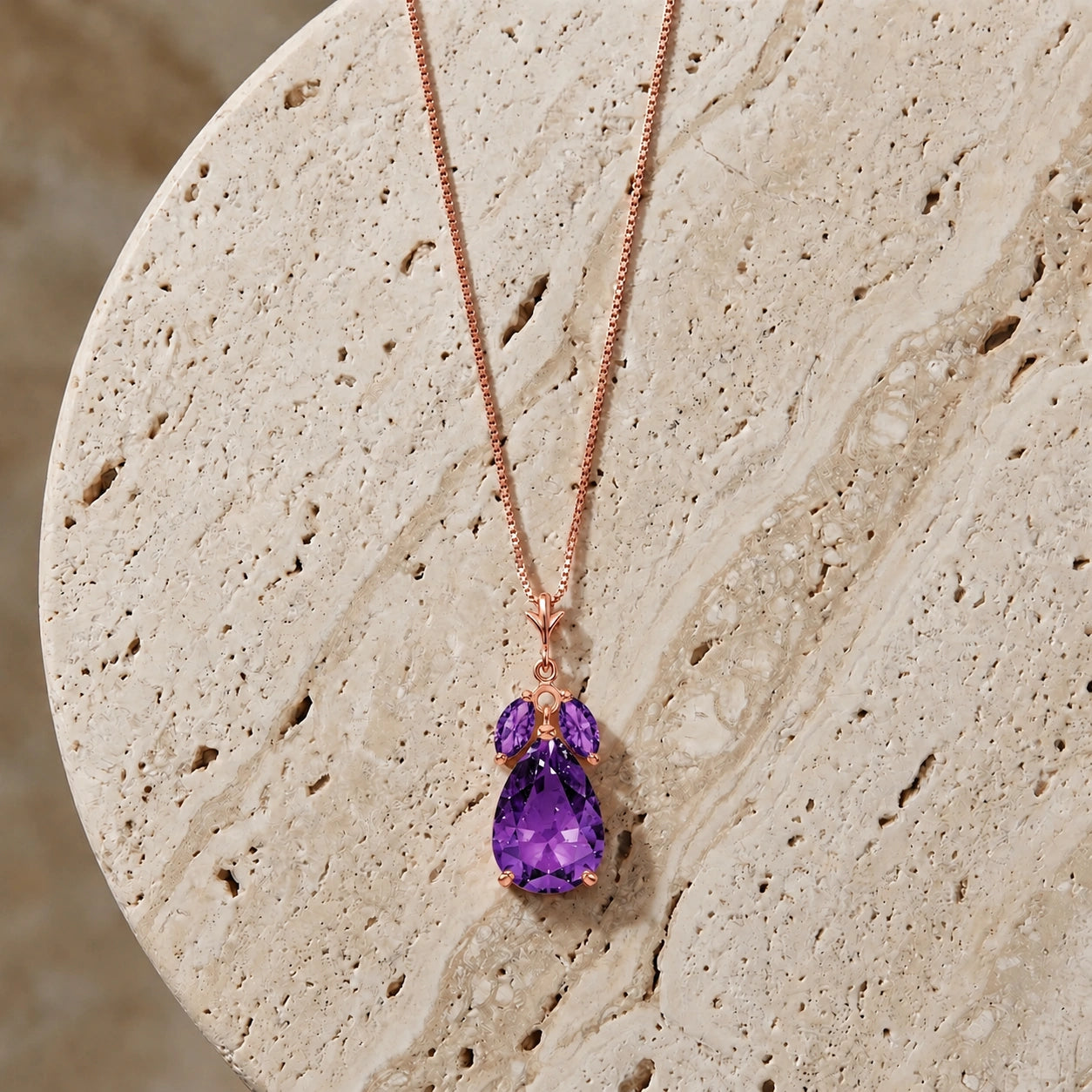 Rose Gold Rose Necklace Garnet 10K — Nina