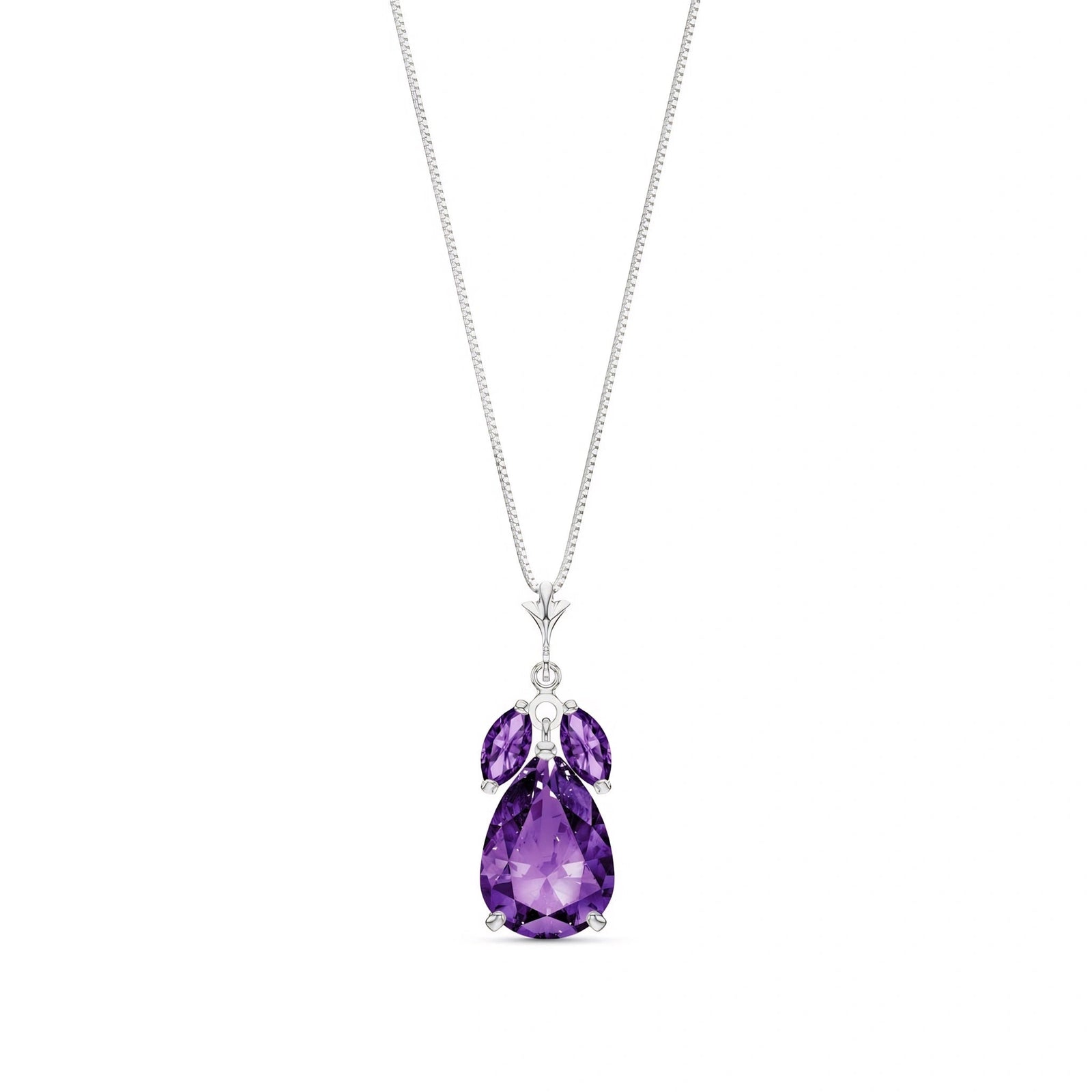 White Gold Rose Necklace Garnet 10K — Nina