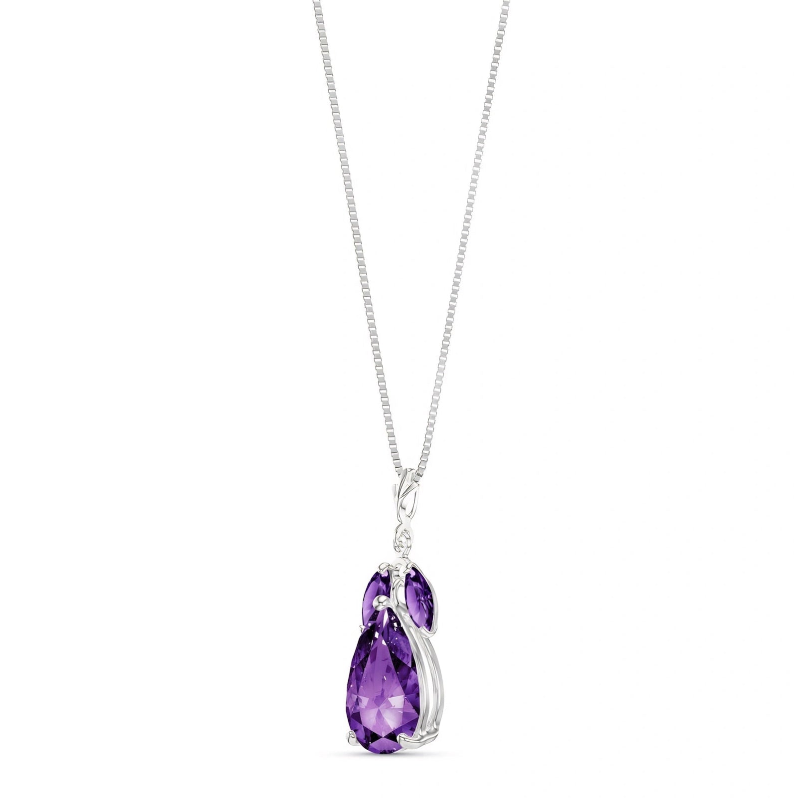 White Gold Rose Necklace Garnet 10K — Nina