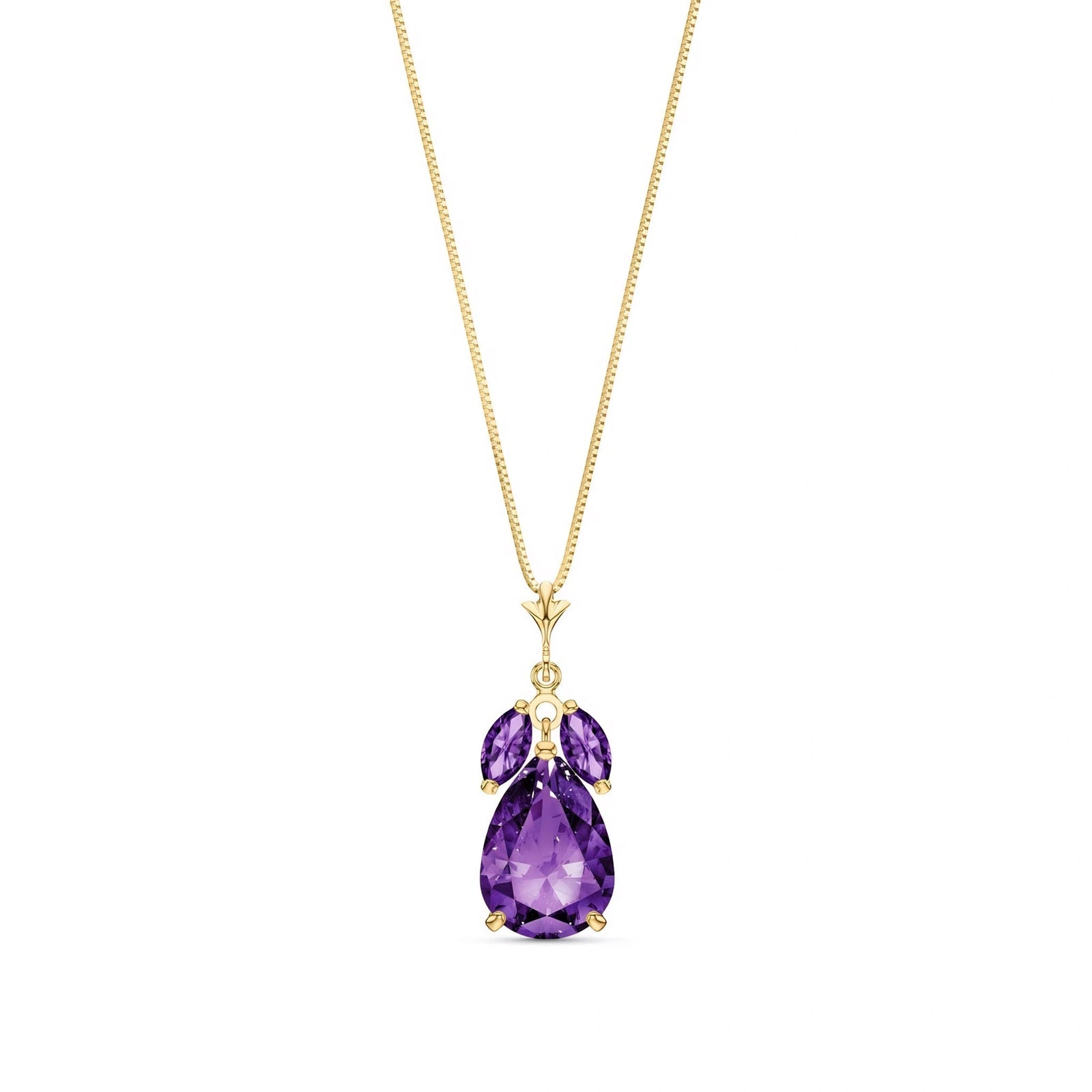 Yellow Gold Rose Necklace Garnet 10K — Nina