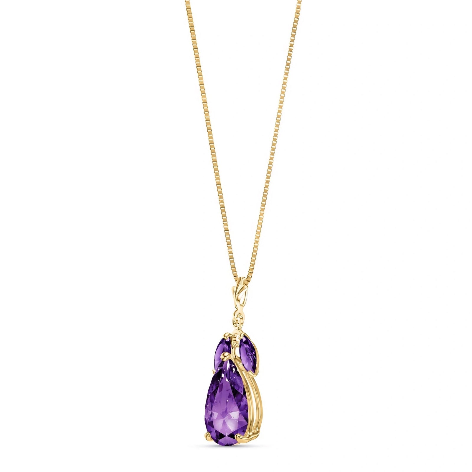 Yellow Gold Rose Necklace Garnet 10K — Nina