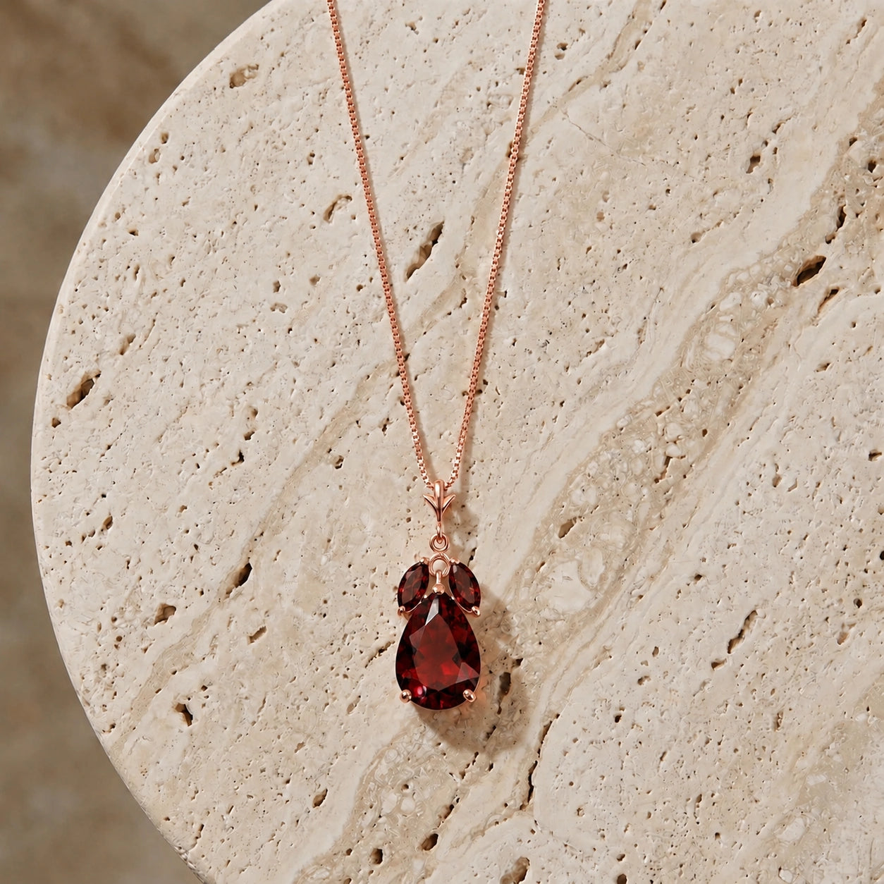 Rose Gold Rose Necklace Green Amethyst 10K — Nina