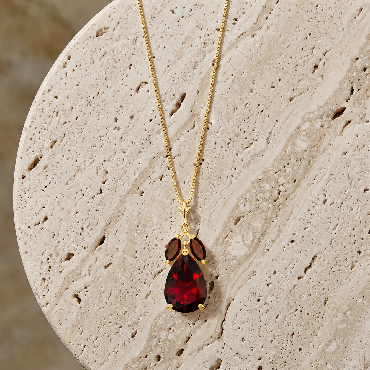 Yellow Gold Rose Necklace Green Amethyst 10K — Nina