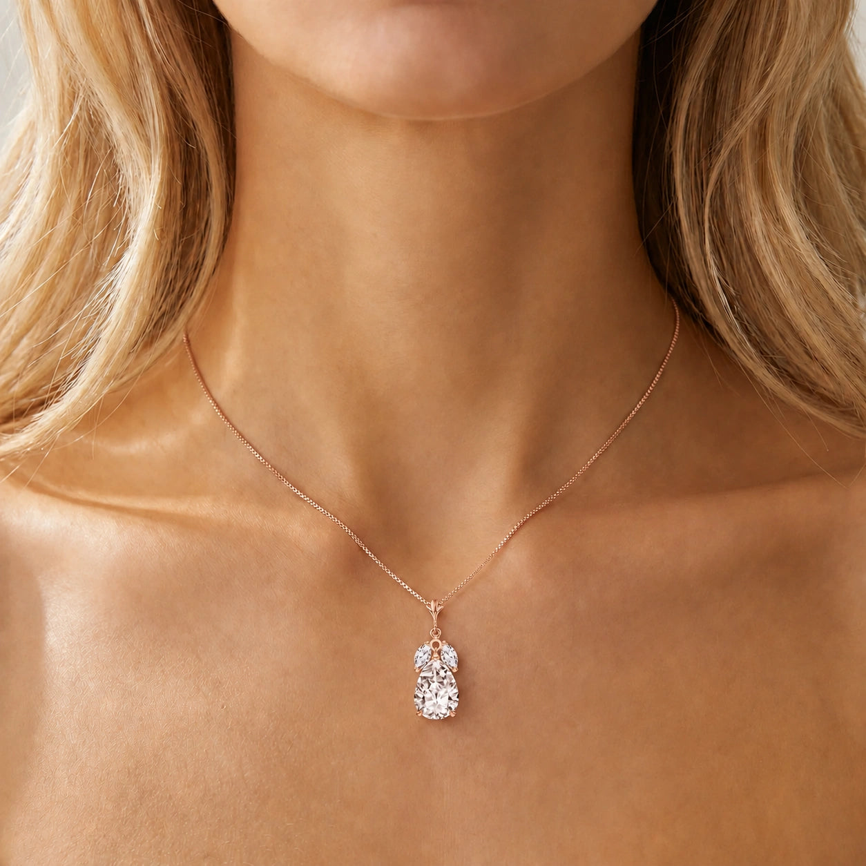 Rose Gold Rose Necklace Ruby 10K — Nina