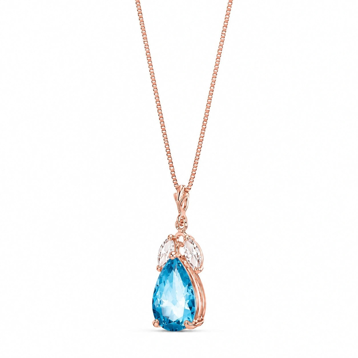 Rose Gold Rose Necklace Sapphire 10K — Nina