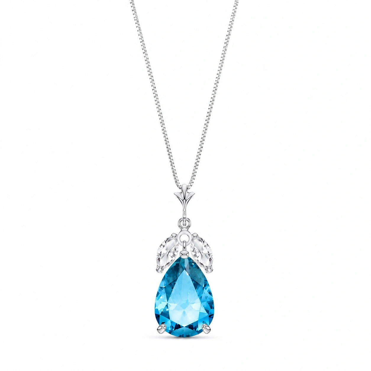 White Gold Rose Necklace Sapphire 10K — Nina