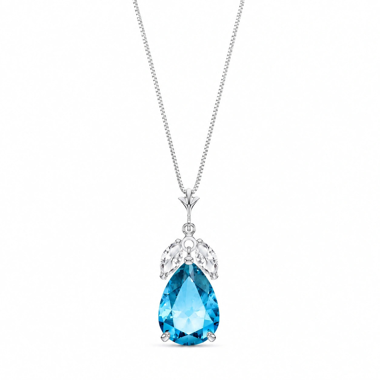 White Gold Rose Necklace Sapphire 10K — Nina