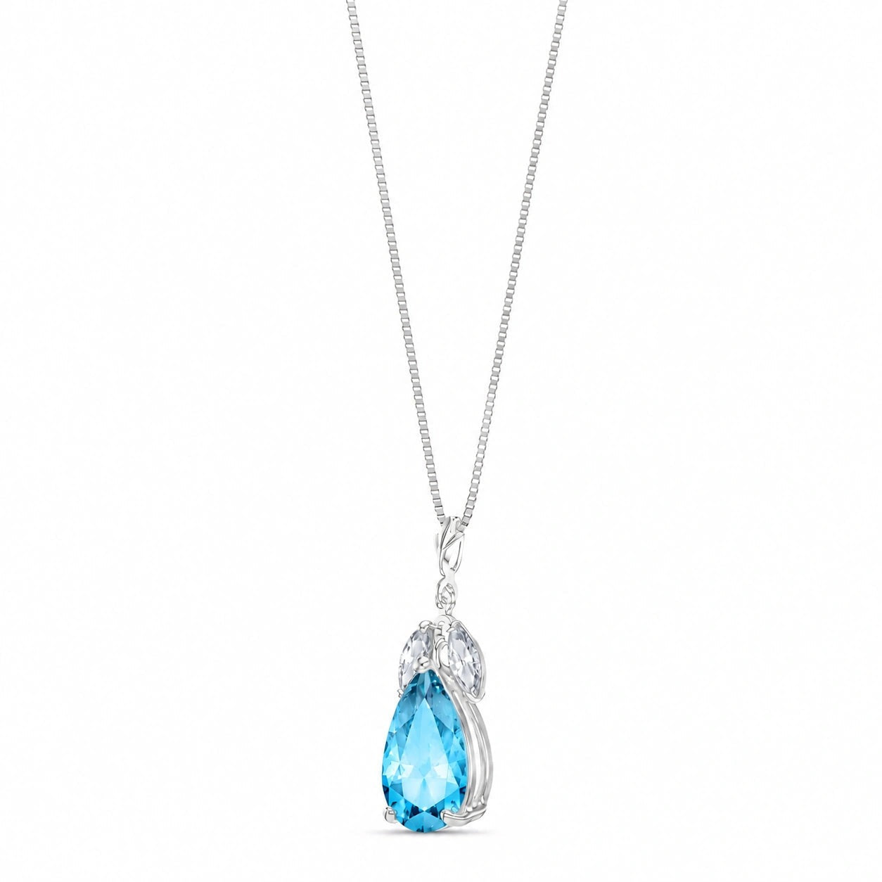 White Gold Rose Necklace Sapphire 10K — Nina