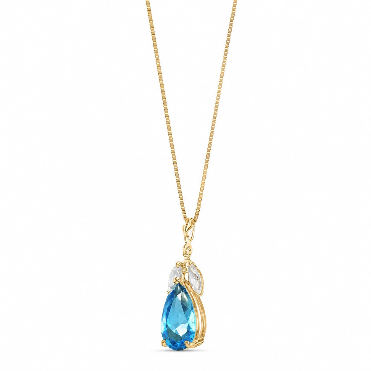 Yellow Gold Rose Necklace Sapphire 10K — Nina