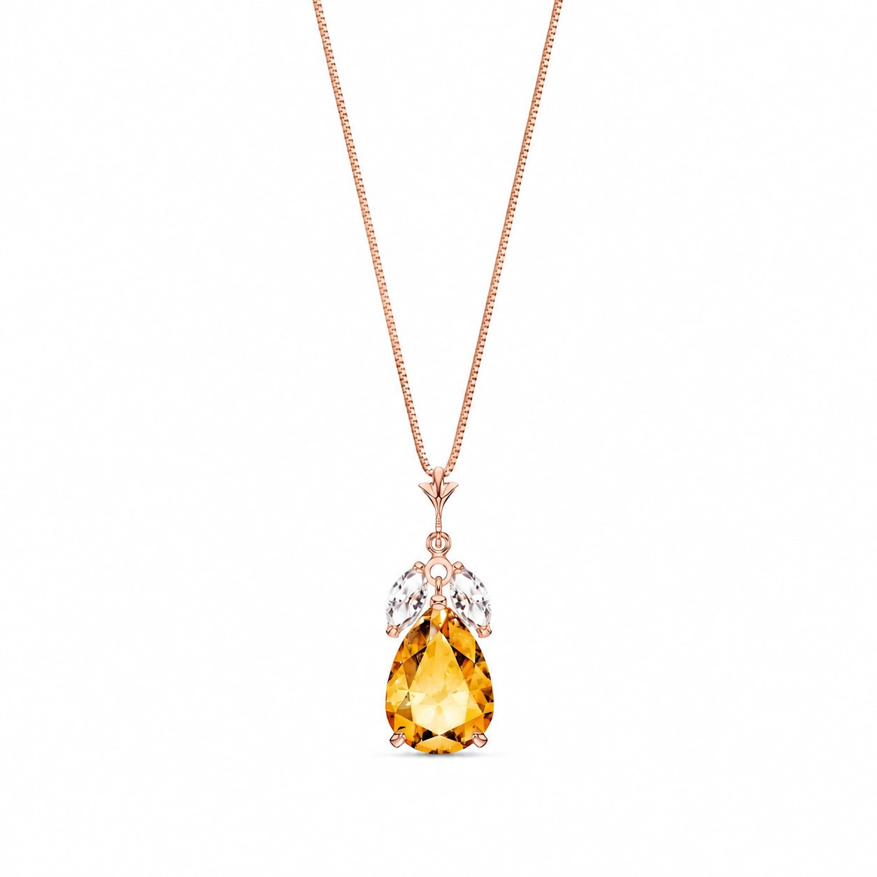 Rose Gold Rose Necklace White Topaz 10K — Nina